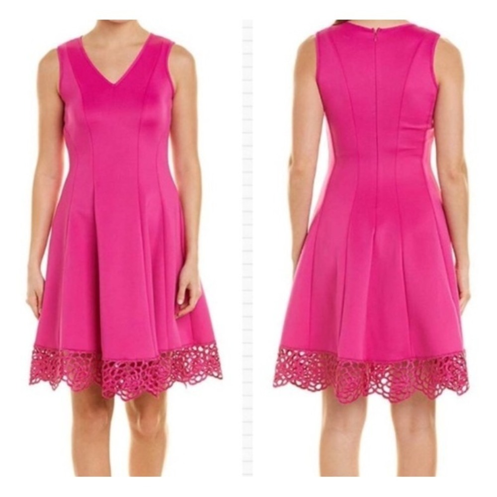 Donna‎ Ricco NWT Pink Fit Flare Sleeveless V-Neck Party Wedding Guest Dress Sz 4